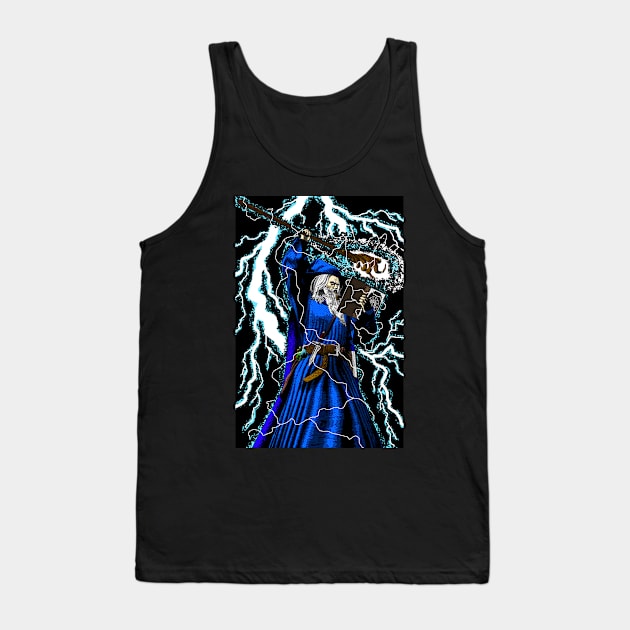 The Wizard - Traditional High Fantasy Wizard (Blue) Tank Top by Occult Designs